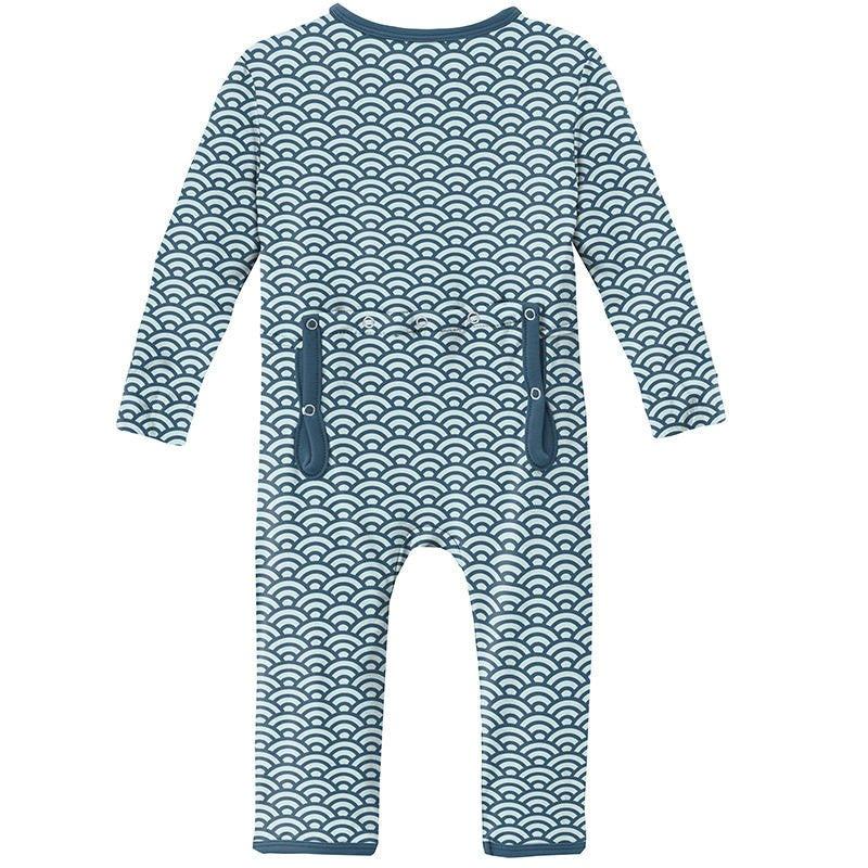 Boy's Print Bamboo Coverall with Zipper - Fresh Air Waves - Image 2