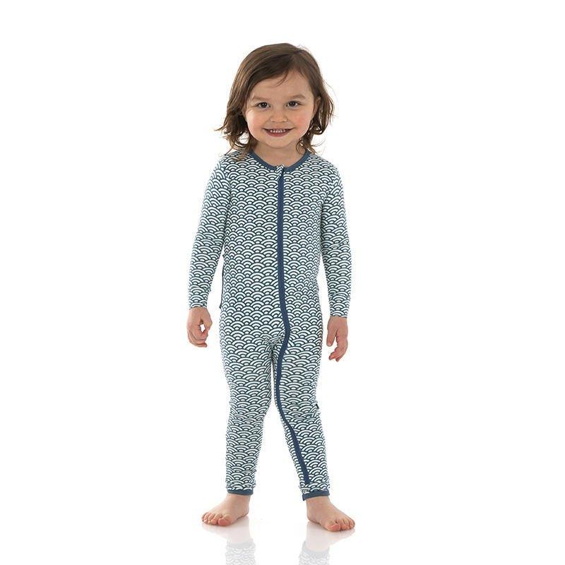 Boy's Print Bamboo Coverall with Zipper - Fresh Air Waves - Image 3