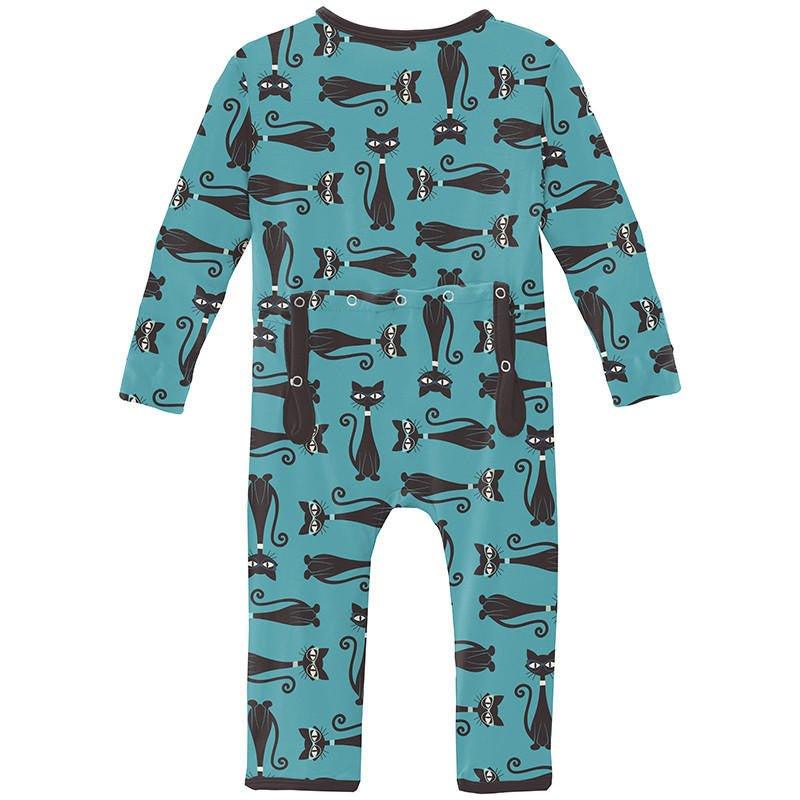 Boy's Print Bamboo Coverall with Zipper - Glacier Cool Cats - Image 2