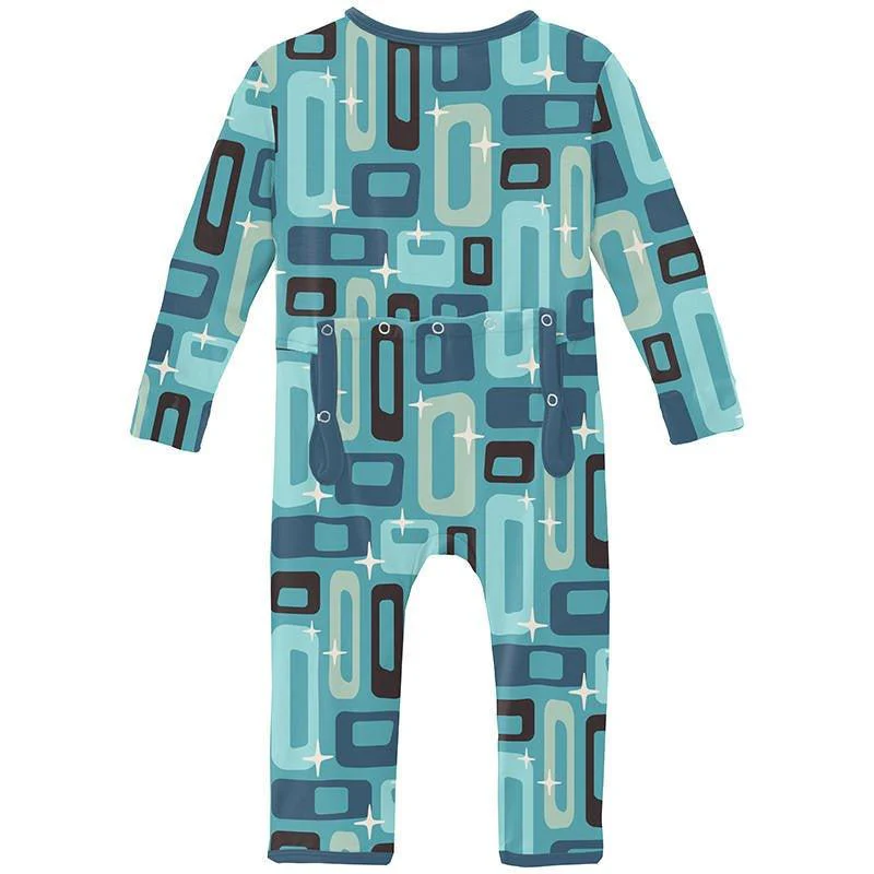 Boy's Print Bamboo Coverall with Zipper - Glacier Mid Century Modern - Image 2