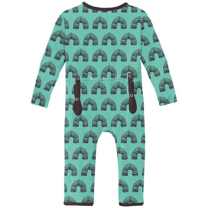 Boy's Print Bamboo Coverall with Zipper - Glass Spring Toy - Image 2