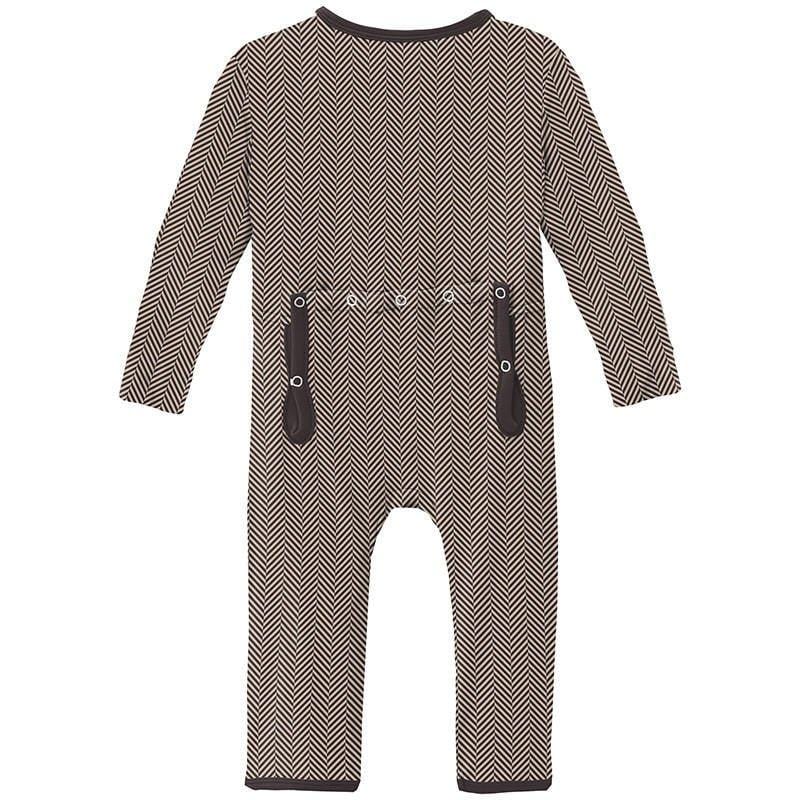 Boy's Print Bamboo Coverall with Zipper - Herringbone - Image 2