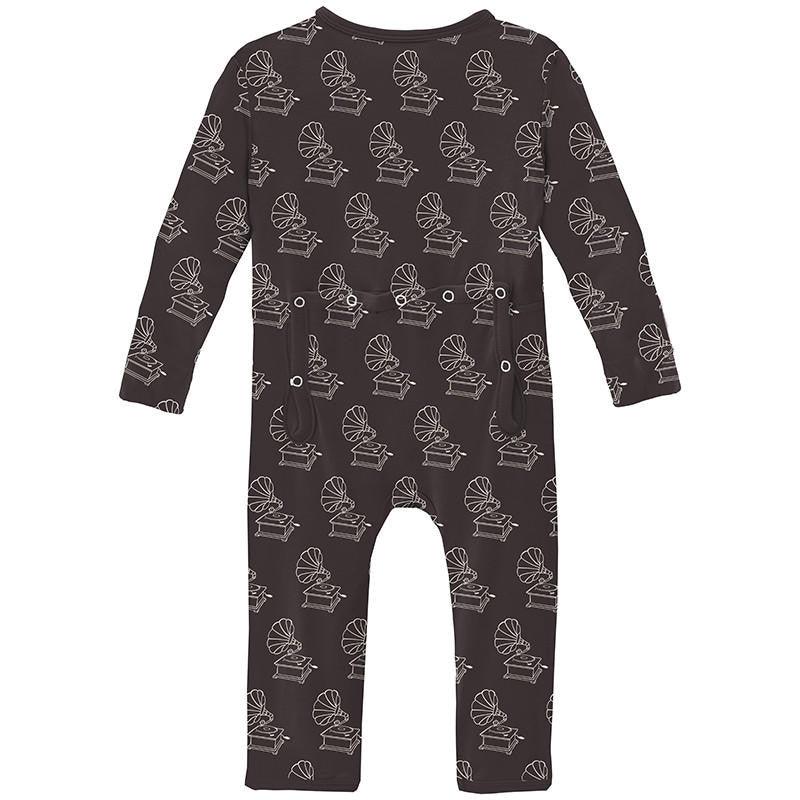 Boy's Print Bamboo Coverall with Zipper - Midnight Gramophone - Image 2