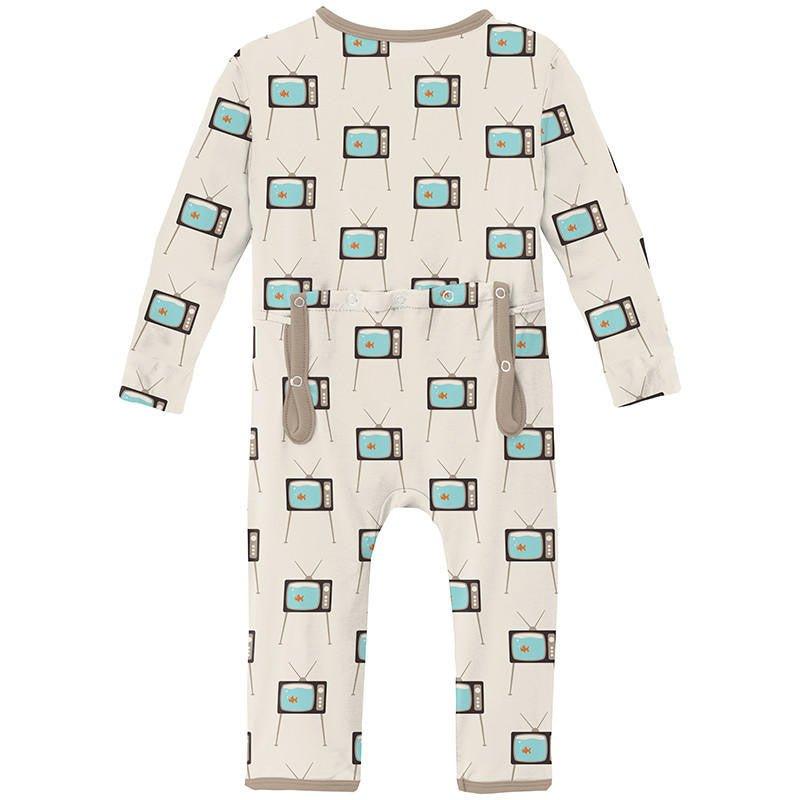 Boy's Print Bamboo Coverall with Zipper - Natural Vintage TV - Image 2