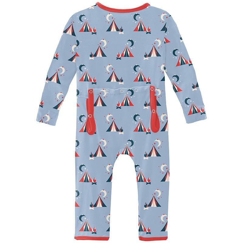 Boy's Print Bamboo Coverall with Zipper - Pond Tents - Image 2