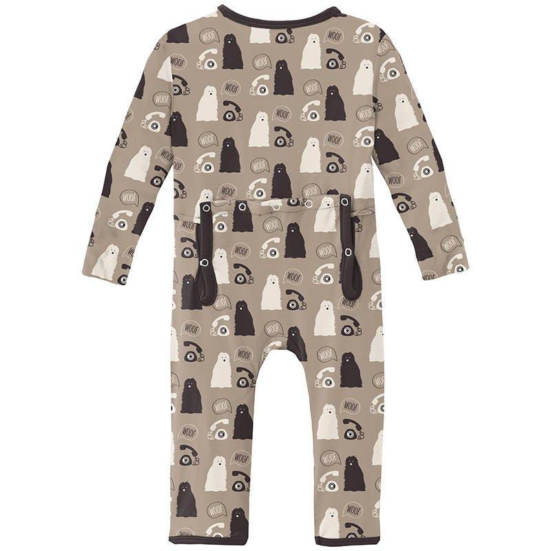 Boy's Print Bamboo Coverall with Zipper - Popsicle Stick Telephone and Dog - Image 2