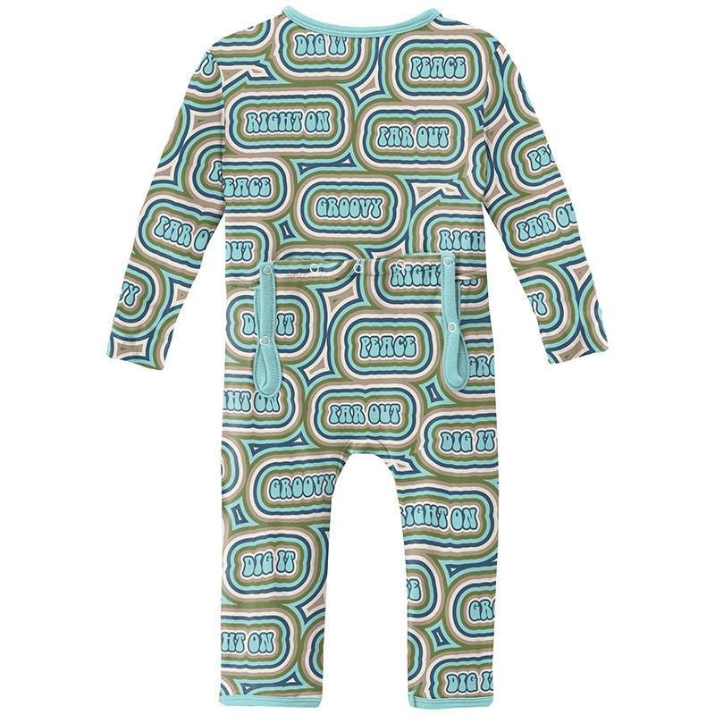 Boy's Print Bamboo Coverall with Zipper - Summer Sky Groovy - Image 2