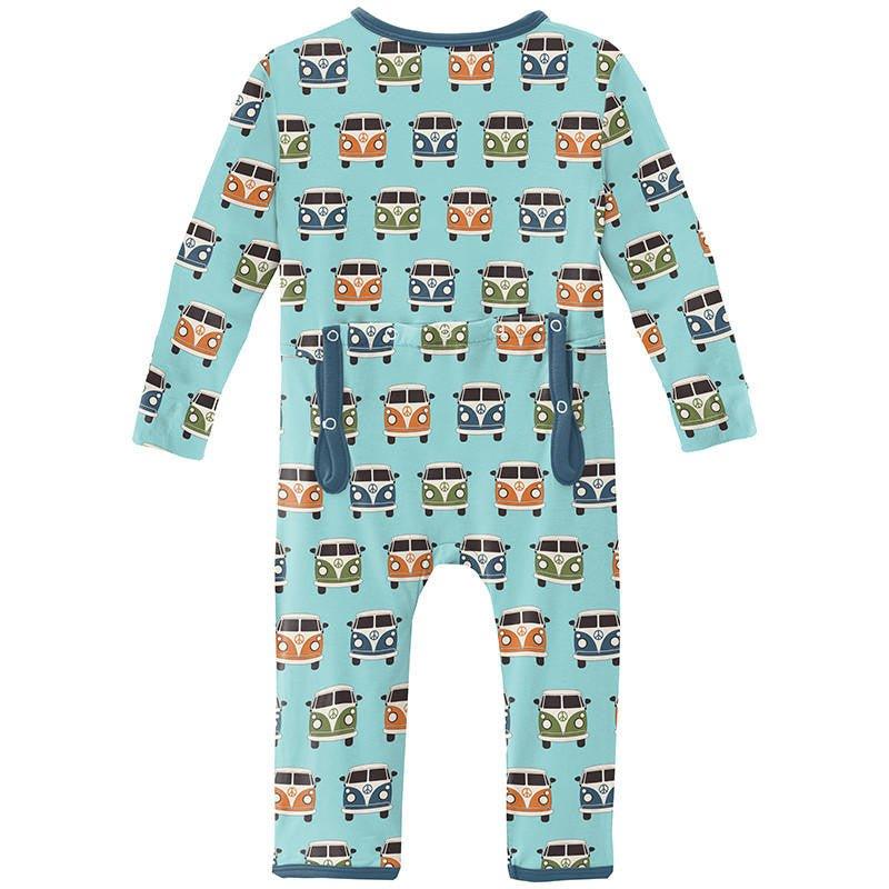 Boy's Print Bamboo Coverall with Zipper - Summer Sky Vintage Vans - Image 2