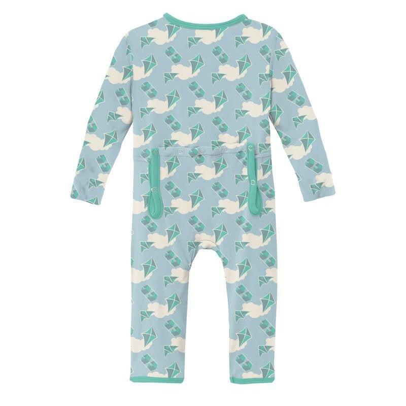 Boy's Print Bamboo Coverall with Zipper - Windy Day Kites - Image 2