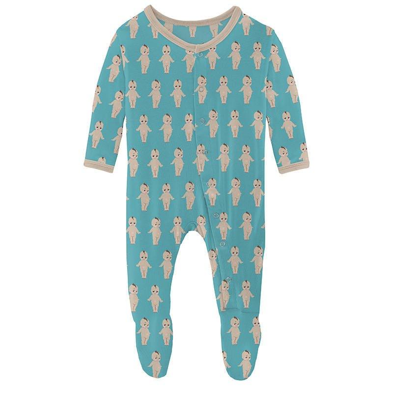 Boy's Print Bamboo Footie with Snaps - Glacier Baby Doll