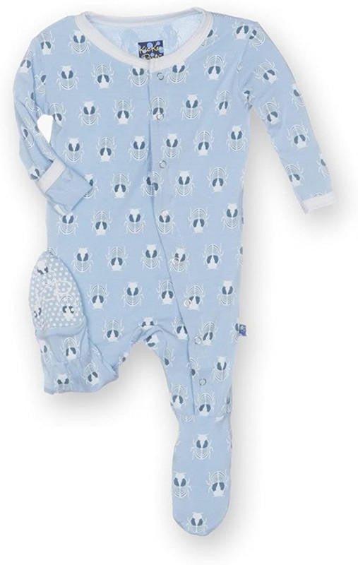 Boy's Print Bamboo Footie with Snaps - Pond Scarab