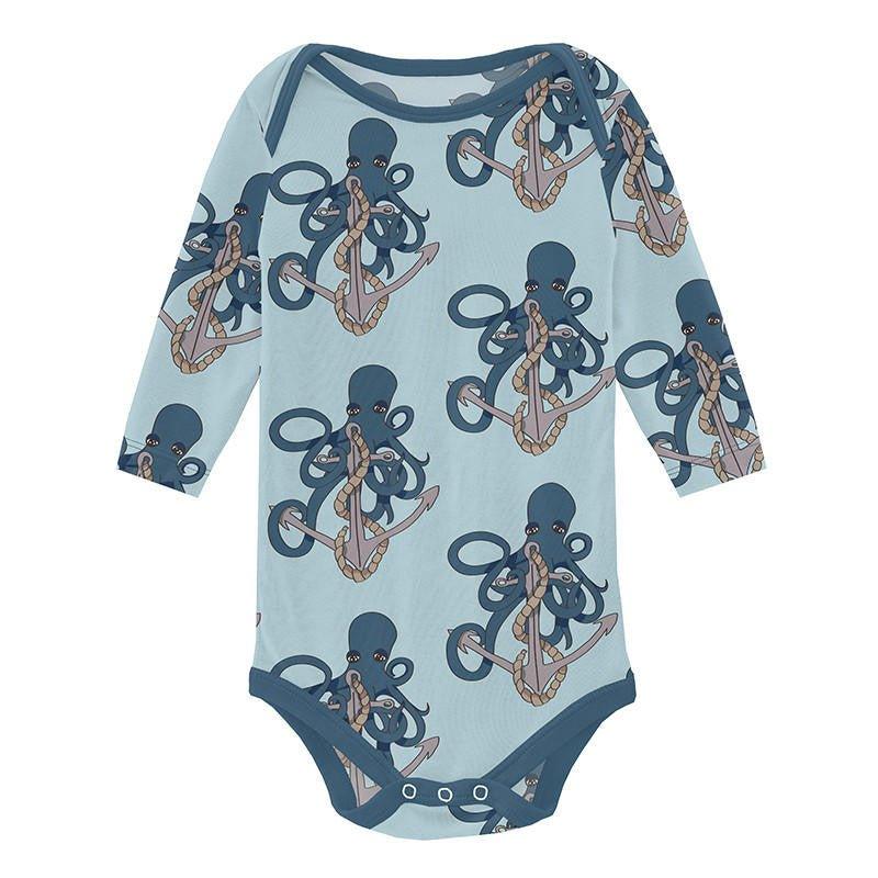 Boy's Print Bamboo Long Sleeve One Piece (Set of 2) - Spring Sky Octopus Anchor & Deep Sea - Image 3