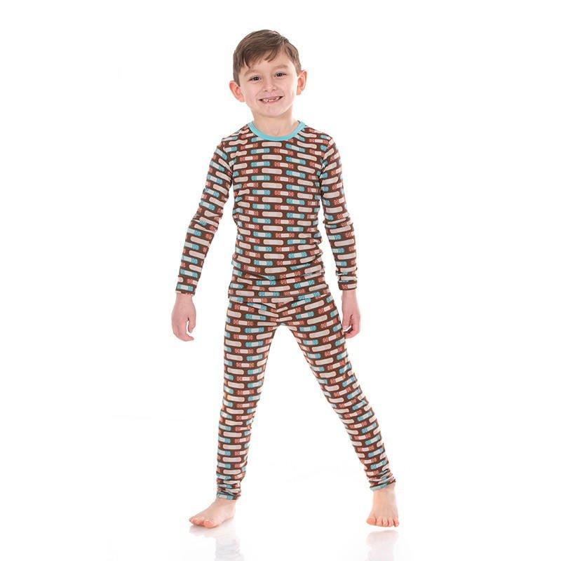 Boy's Print Bamboo Long Sleeve Pajama Set - Cocoa Boo Boos - Image 2