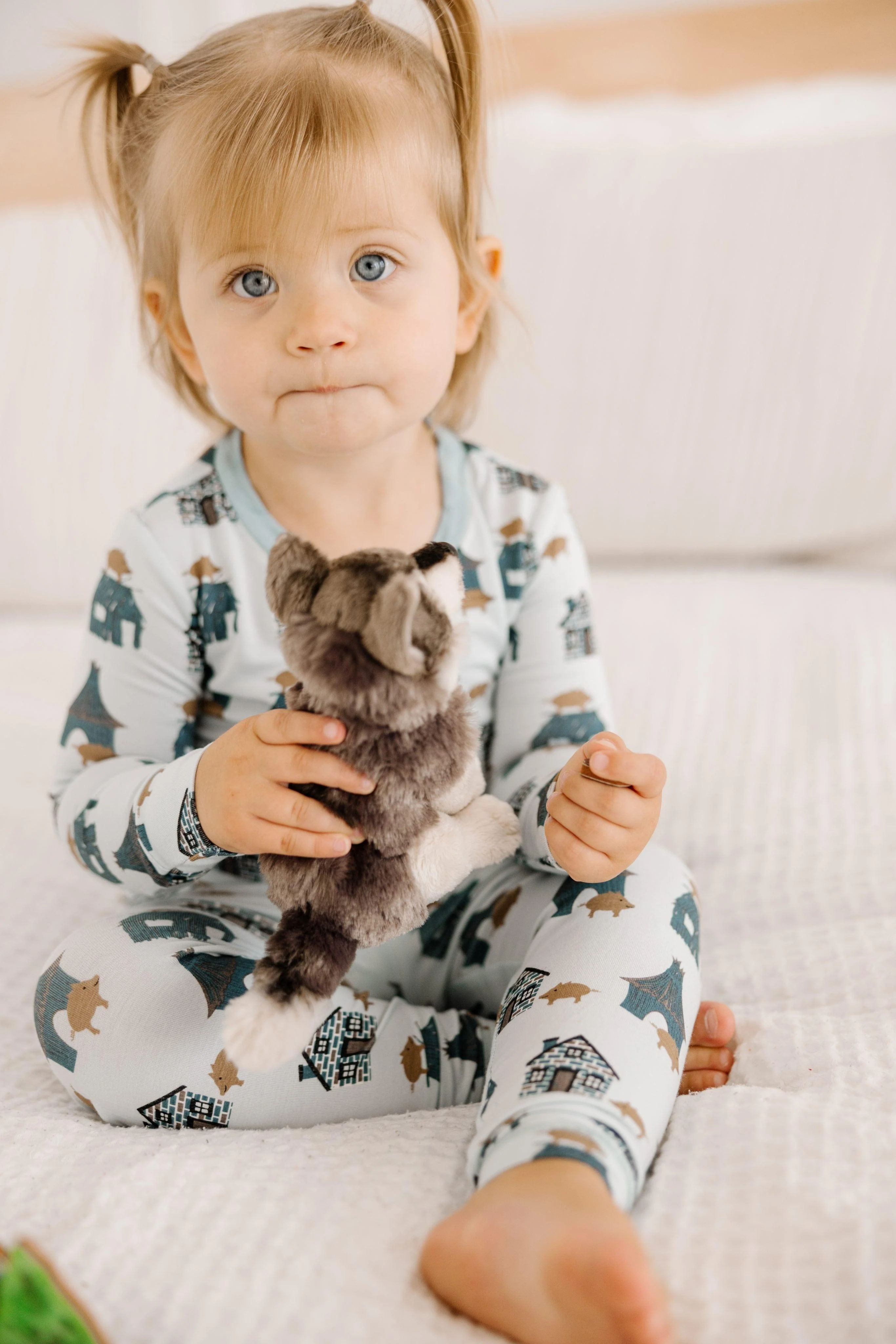 Bamboo Long Sleeve Pajama Set - Illusion Blue Three Little Pigs - Image 4