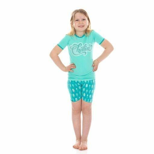 Boy's Print Bamboo Short Sleeve Graphic Tee Pajama Set with Shorts - Neptune Popsicles - Image 2