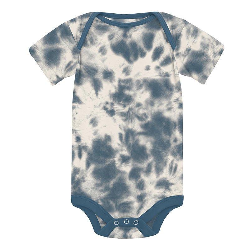 Boy's Print Bamboo Short Sleeve One Piece - Deep Sea Tie Dye