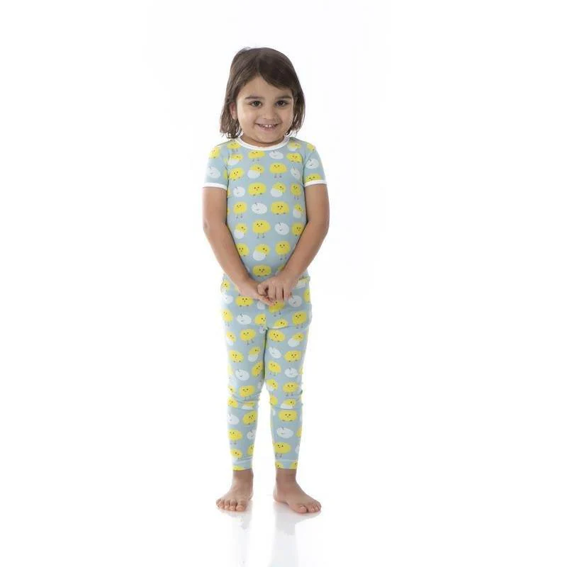 Boy's Print Bamboo Short Sleeve Pajama Set - Jade Peep Peeps - Image 3