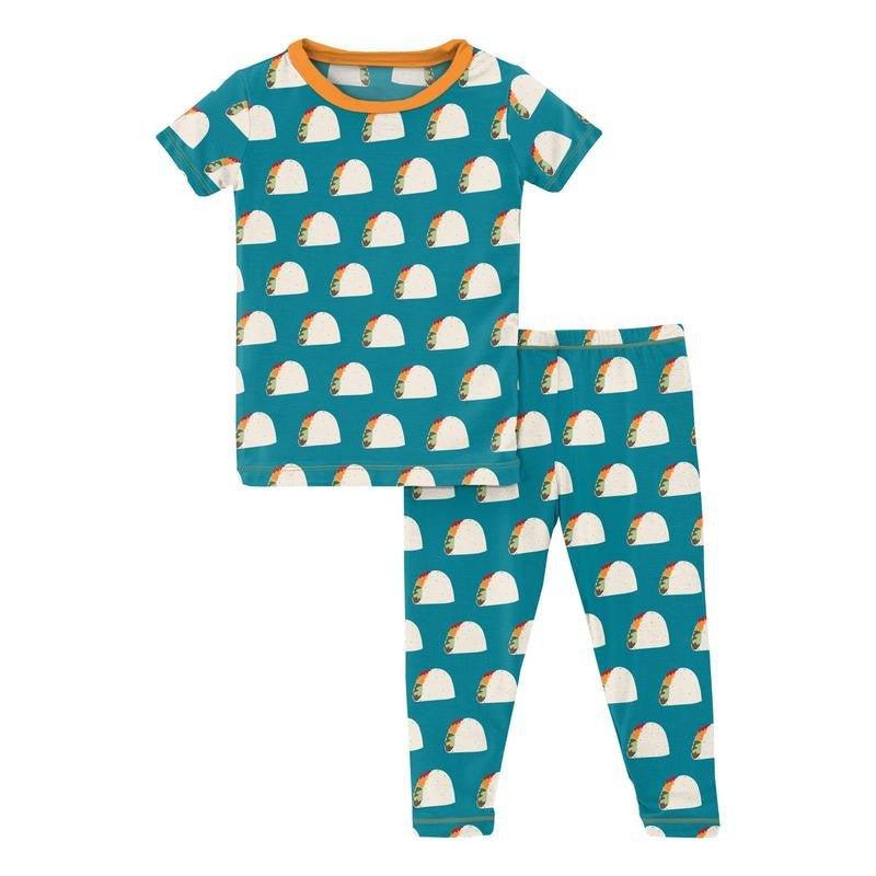 Boy's Print Bamboo Short Sleeve Pajama Set - Seagrass Tacos