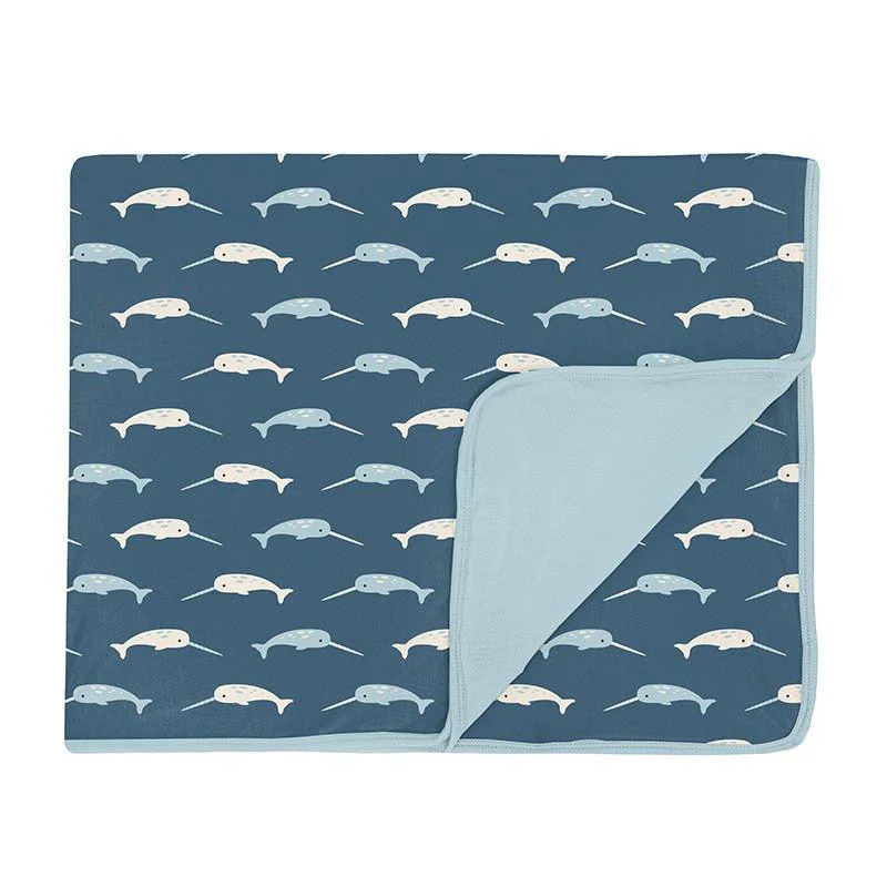 Boy's Print Bamboo Toddler Blanket - Deep Sea Narwhal