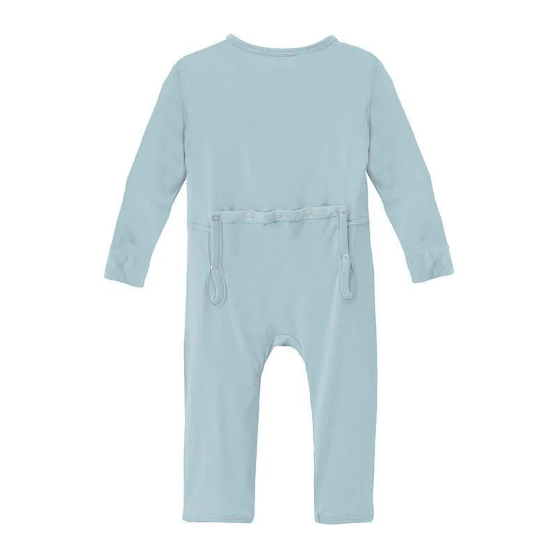 Boy's Solid Bamboo Coverall with 2-Way Zipper - Spring Sky - Image 2