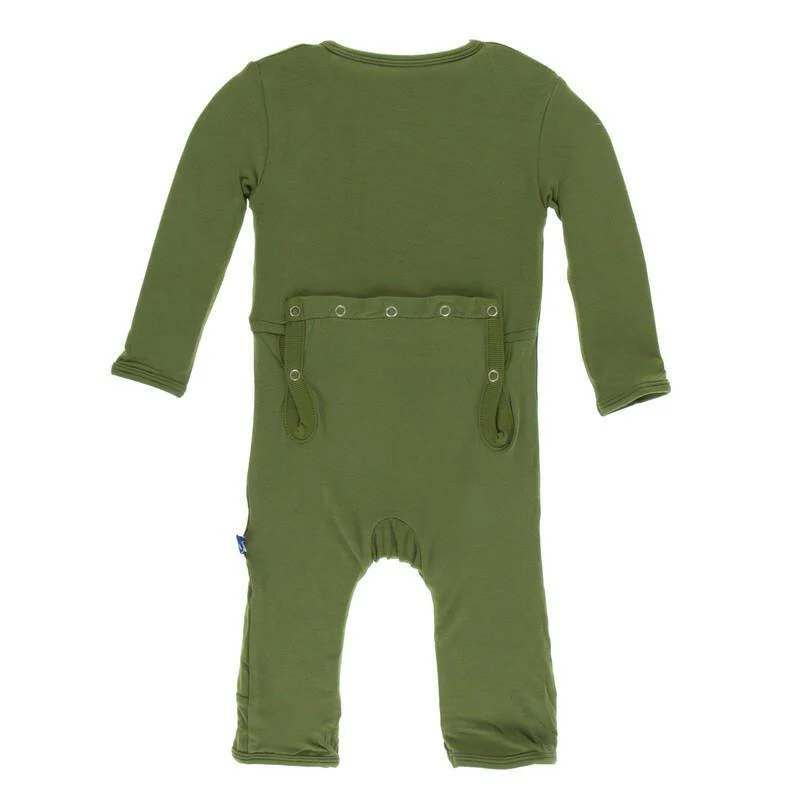 Boy's Solid Bamboo Coverall with Snaps - Moss - Image 2