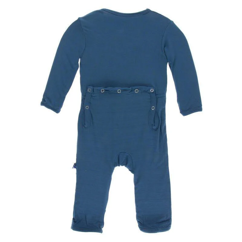 Boy's Solid Bamboo Coverall with Snaps - Twilight - Image 2