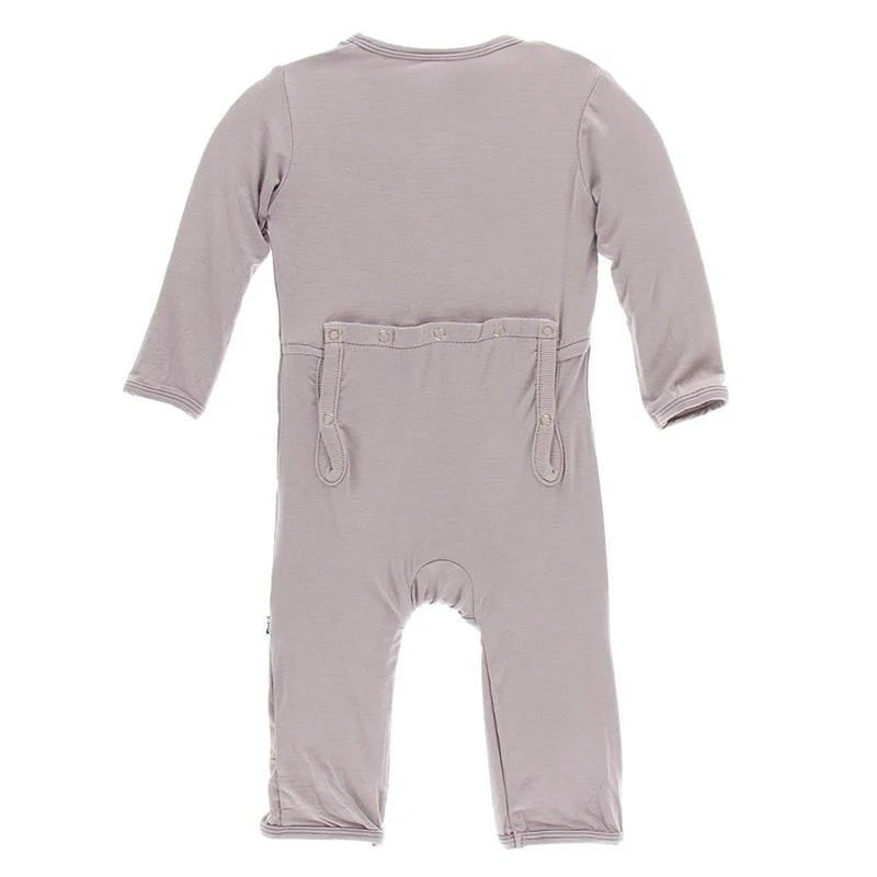 Boy's Solid Bamboo Coverall with Zipper - Feather - Image 2