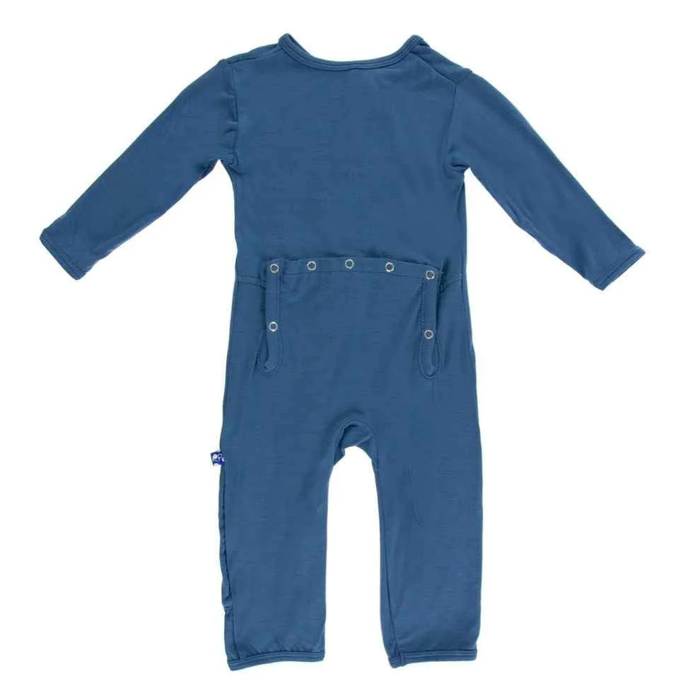 Boy's Solid Bamboo Coverall with Zipper - Twilight - Image 2