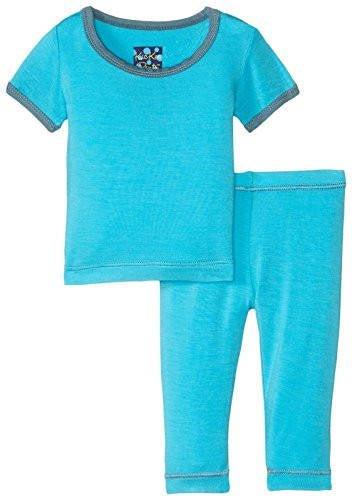 Boy's Solid Bamboo Short Sleeve Pajama Set - Confetti with Dusty Sky