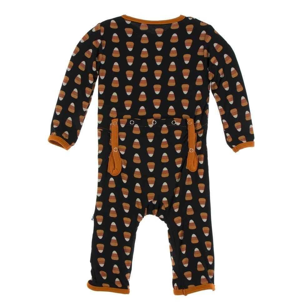 Celebration Print Bamboo Coverall with Zipper - Midnight Candy Corn - Image 2