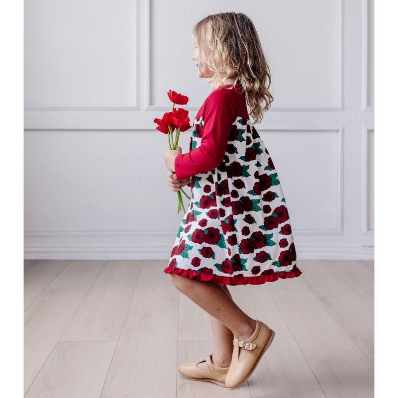 Bamboo Classic Long Sleeve Swing Dress - Holiday Poppies - Image 4