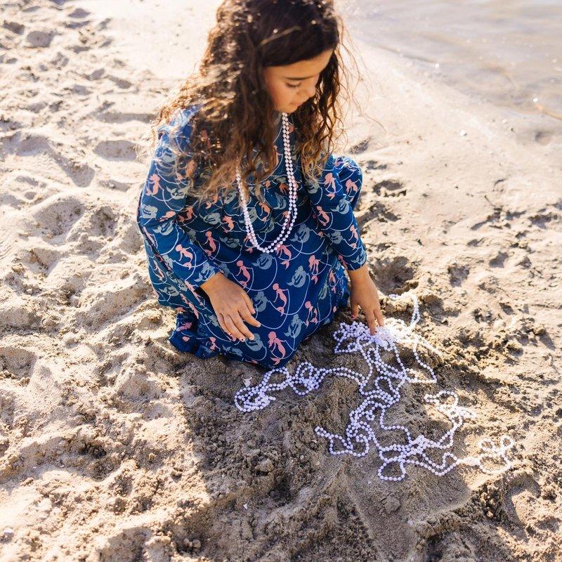 Bamboo Classic Long Sleeve Swing Dress - Peacock Mermaids & Pearls - Image 4