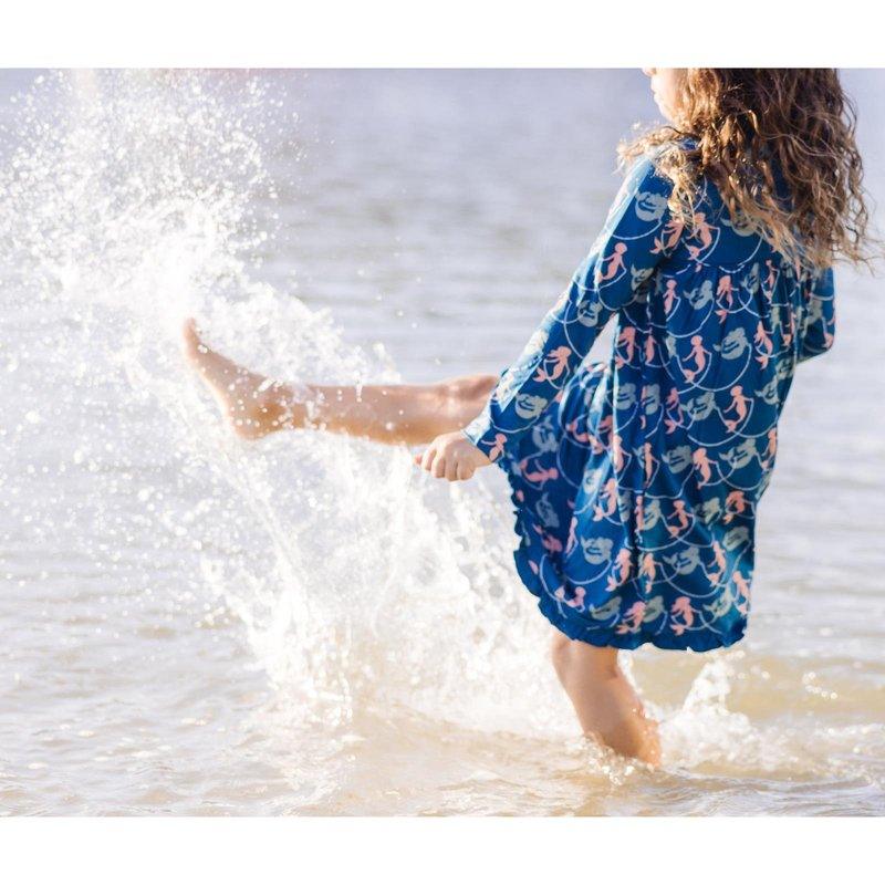 Bamboo Classic Long Sleeve Swing Dress - Peacock Mermaids & Pearls - Image 6