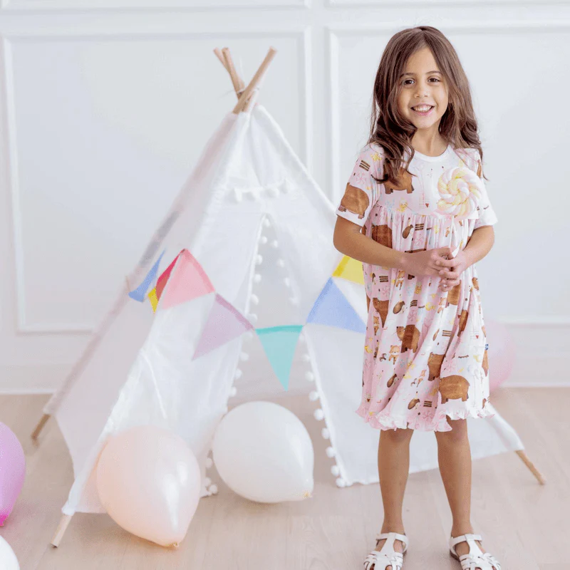 Bamboo Classic Short Sleeve Swing Dress - Shrinking Violet Forest Party - Image 2