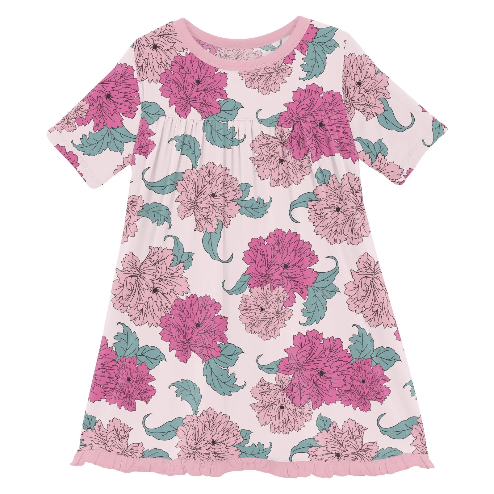 Bamboo Classic Short Sleeve Swing Dress - Shrinking Violet Peonies - Image 2