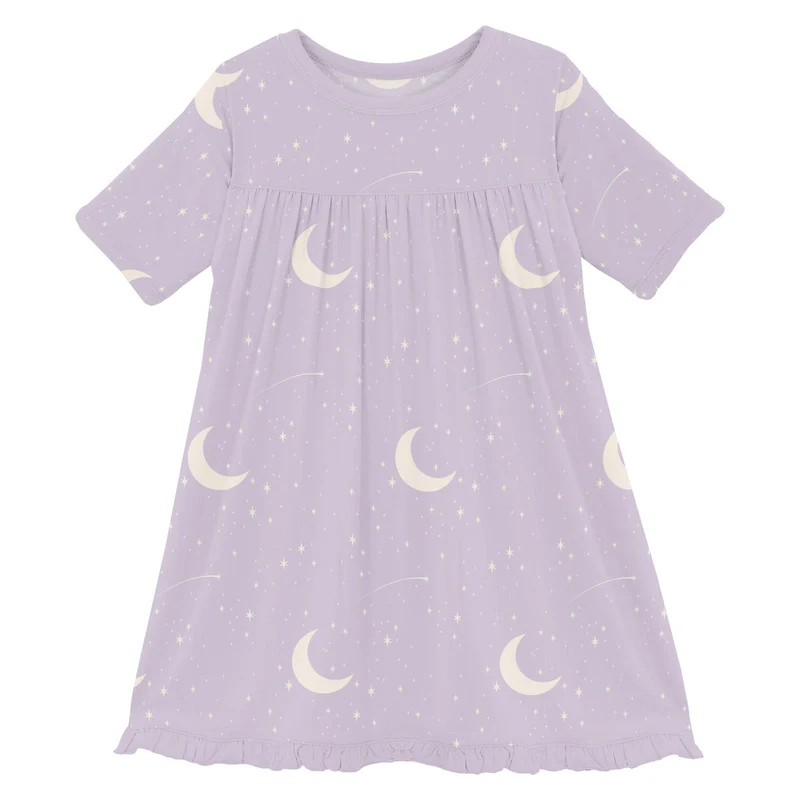 Bamboo Classic Short Sleeve Swing Dress - Thistle Starry Sky & Moon