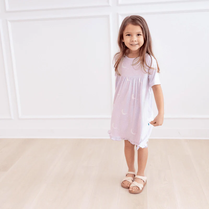 Bamboo Classic Short Sleeve Swing Dress - Thistle Starry Sky & Moon - Image 2
