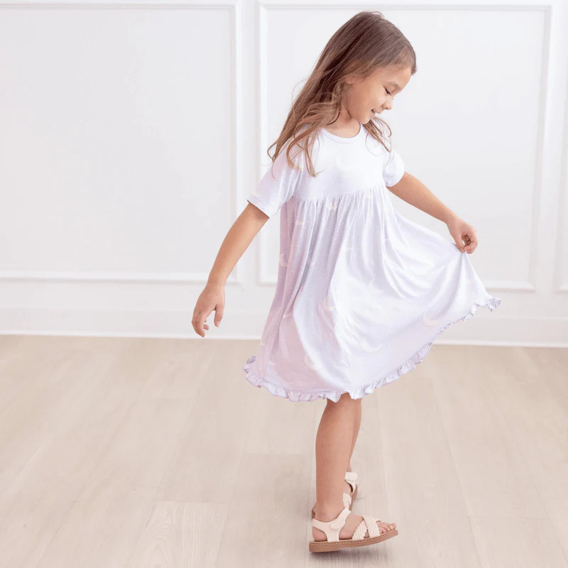 Bamboo Classic Short Sleeve Swing Dress - Thistle Starry Sky & Moon - Image 3