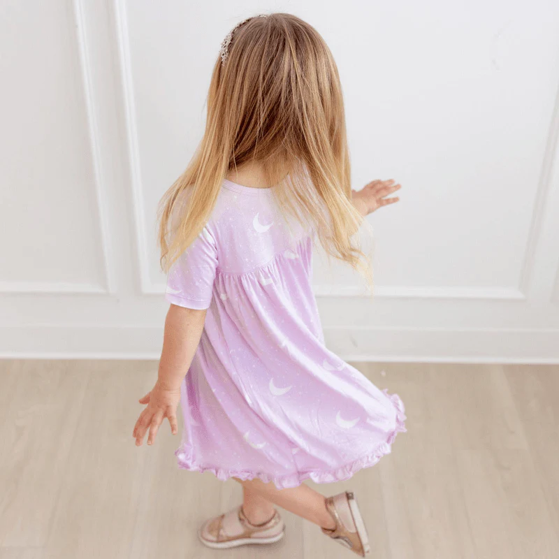 Bamboo Classic Short Sleeve Swing Dress - Thistle Starry Sky & Moon - Image 5
