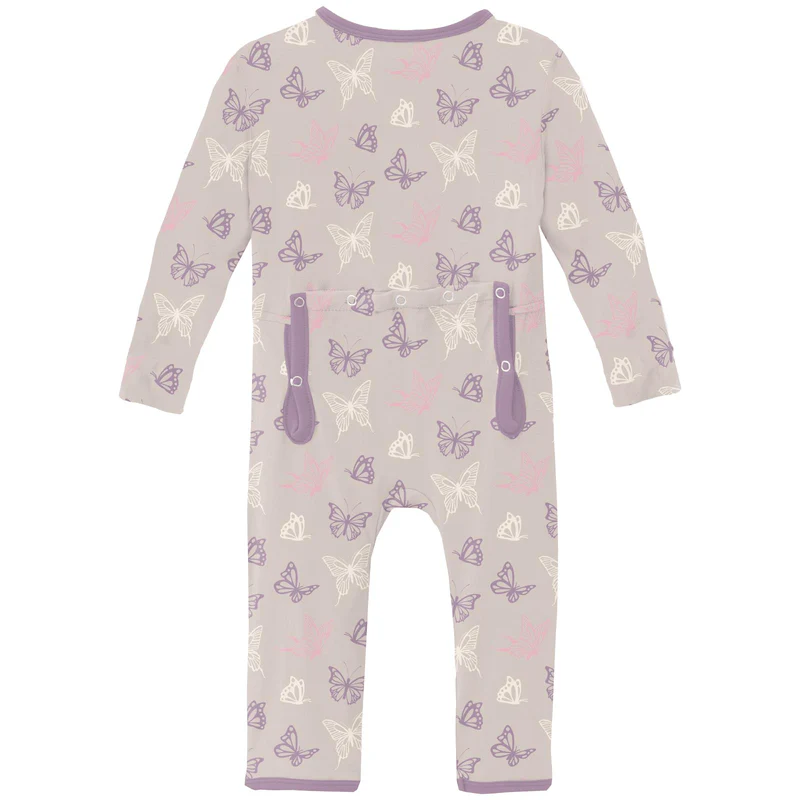 Bamboo Coverall with 2-Way Zipper - Latte Butterflies - Image 2