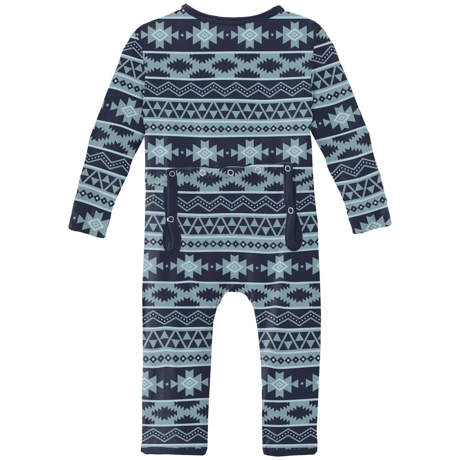 Bamboo Coverall with 2-Way Zipper - Peacoat Mayan Print - Image 2