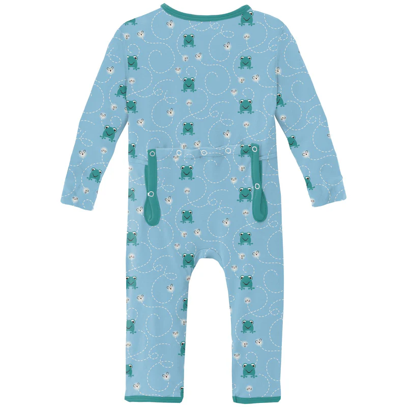 Bamboo Coverall with 2-Way Zipper - Seaside Blue Frogs & Flies - Image 2