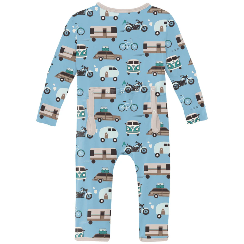 Bamboo Coverall with 2-Way Zipper - Seaside Blue On the Way - Image 2