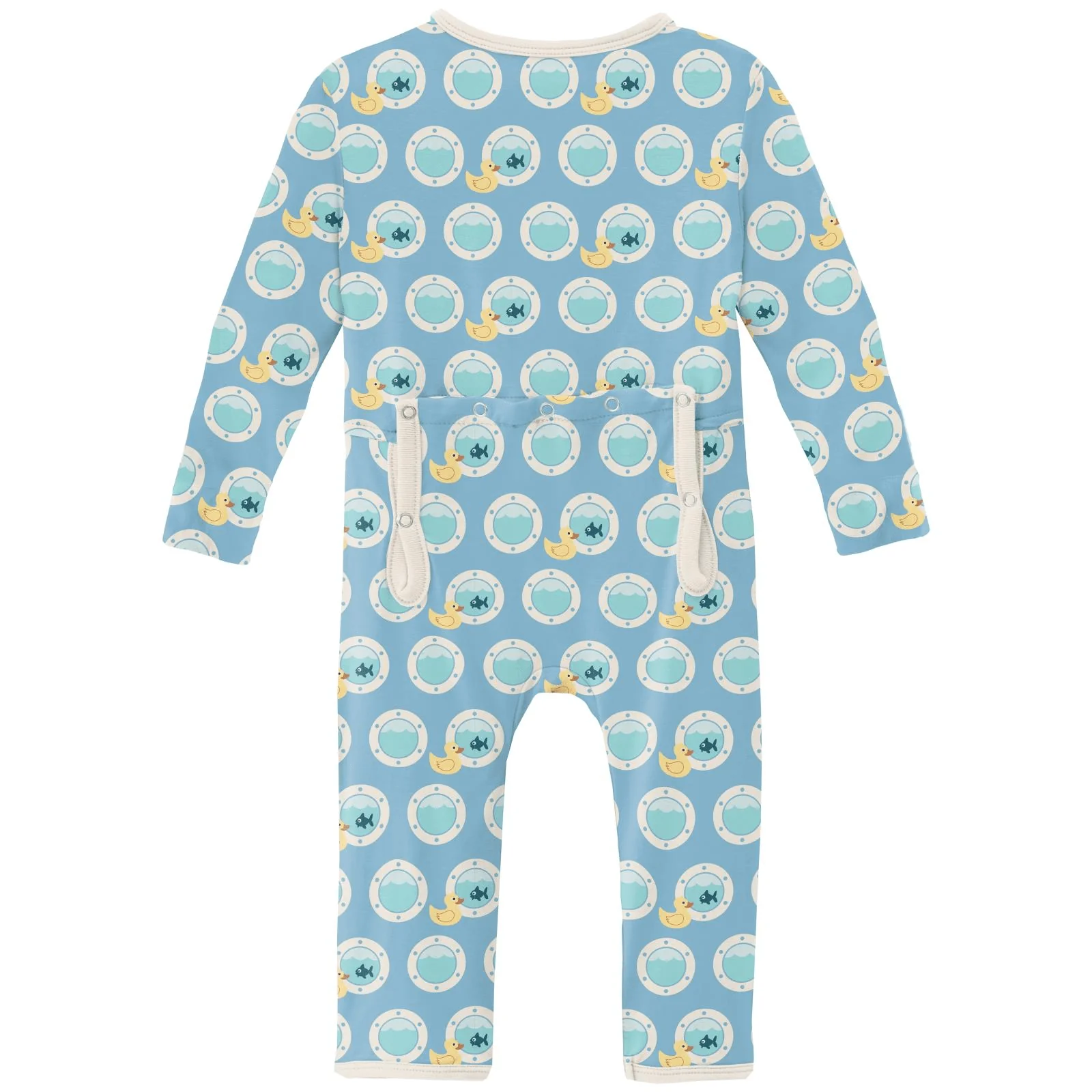 Bamboo Coverall with 2-Way Zipper - Seaside Blue Porthole Rubber Ducky - Image 2