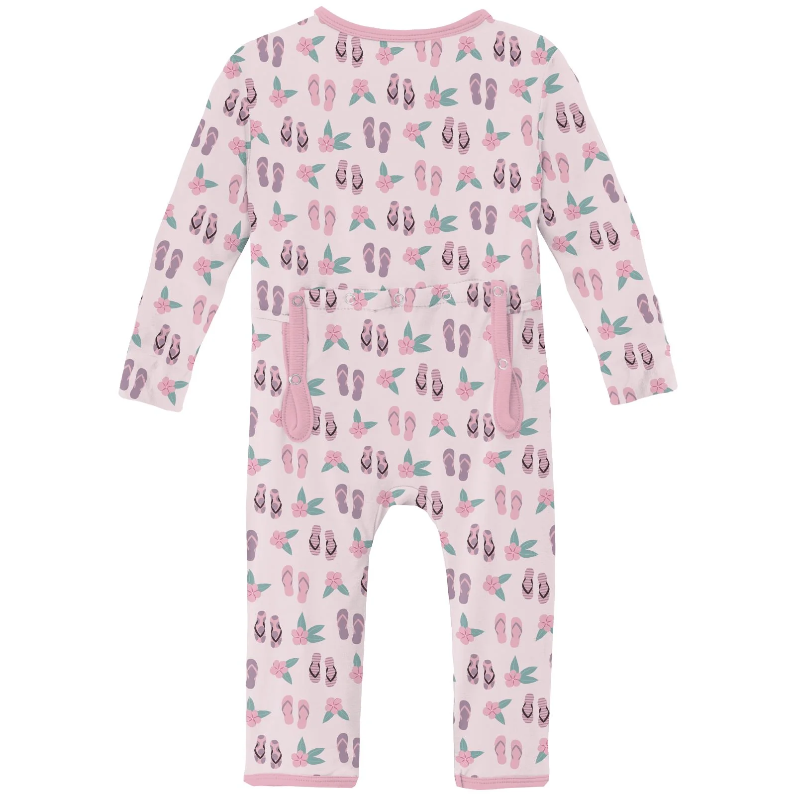 Bamboo Coverall with 2-Way Zipper - Shrinking Violet Flip Flops and Flowers - Image 2