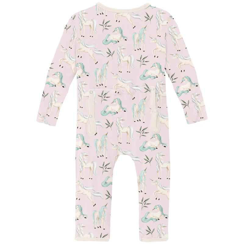 Bamboo Coverall with 2-Way Zipper - Shrinking Violet Sleeping Unicorns - Image 2