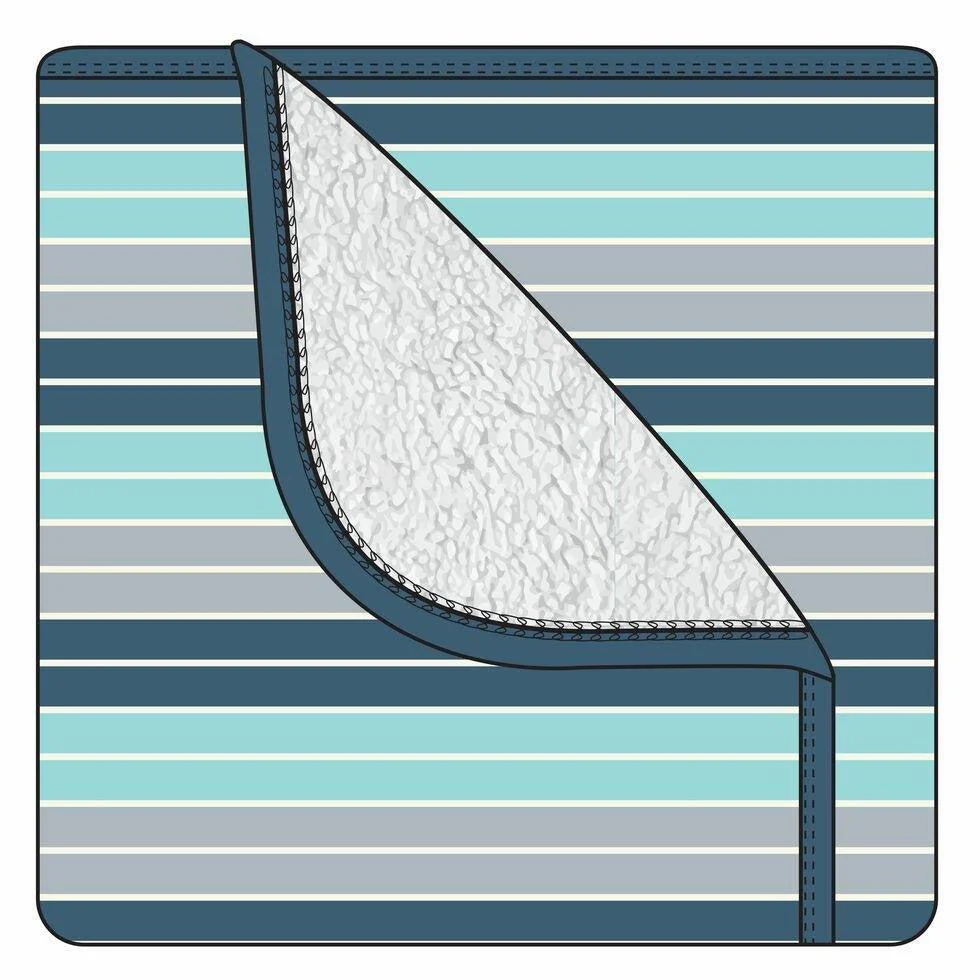Custom Print Bamboo Sherpa-Lined Toddler Blanket - Sport Stripe with Deep Sea, One Size - Image 2