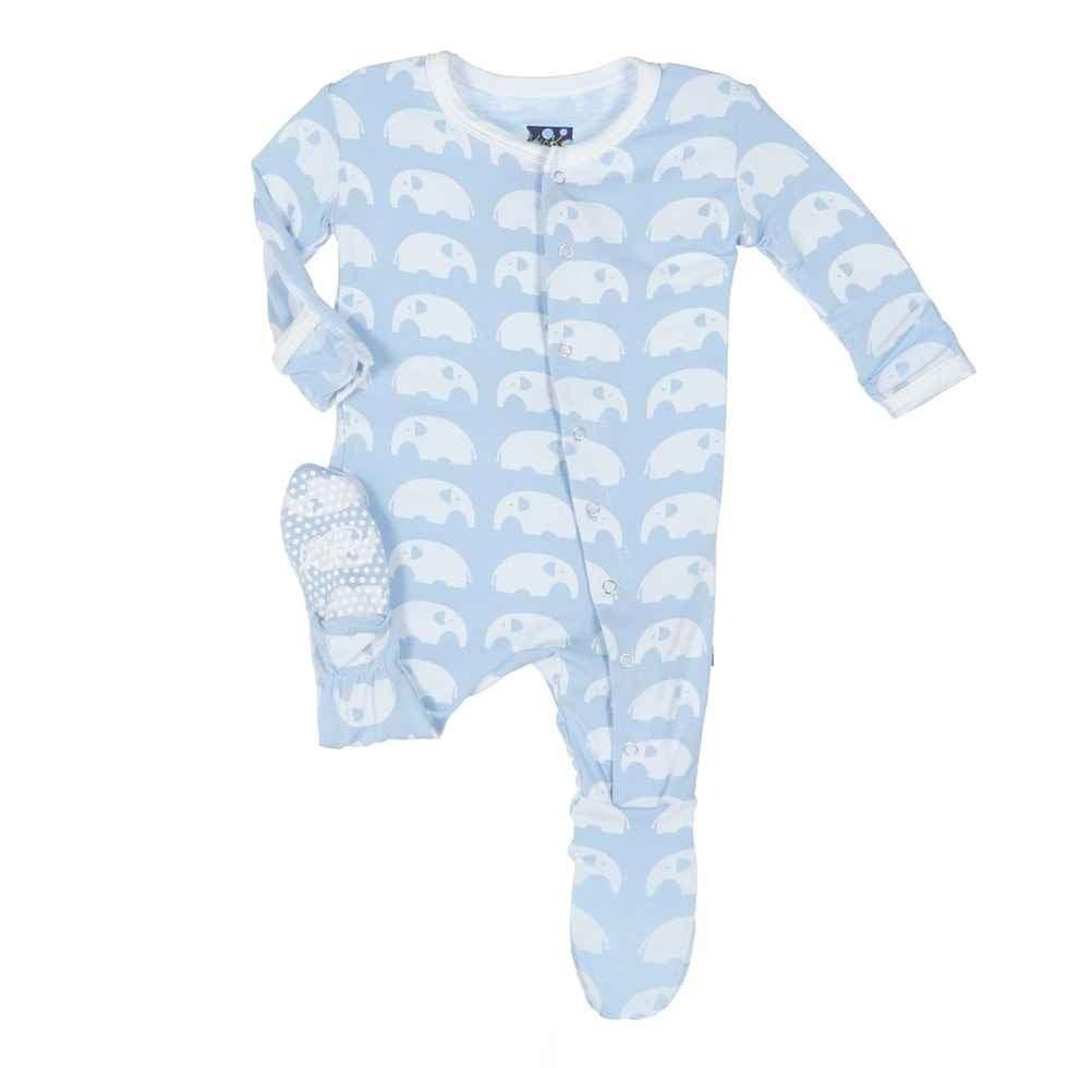 Essentials Boys Bamboo Footie with Snaps, Pond Elephant - Image 6