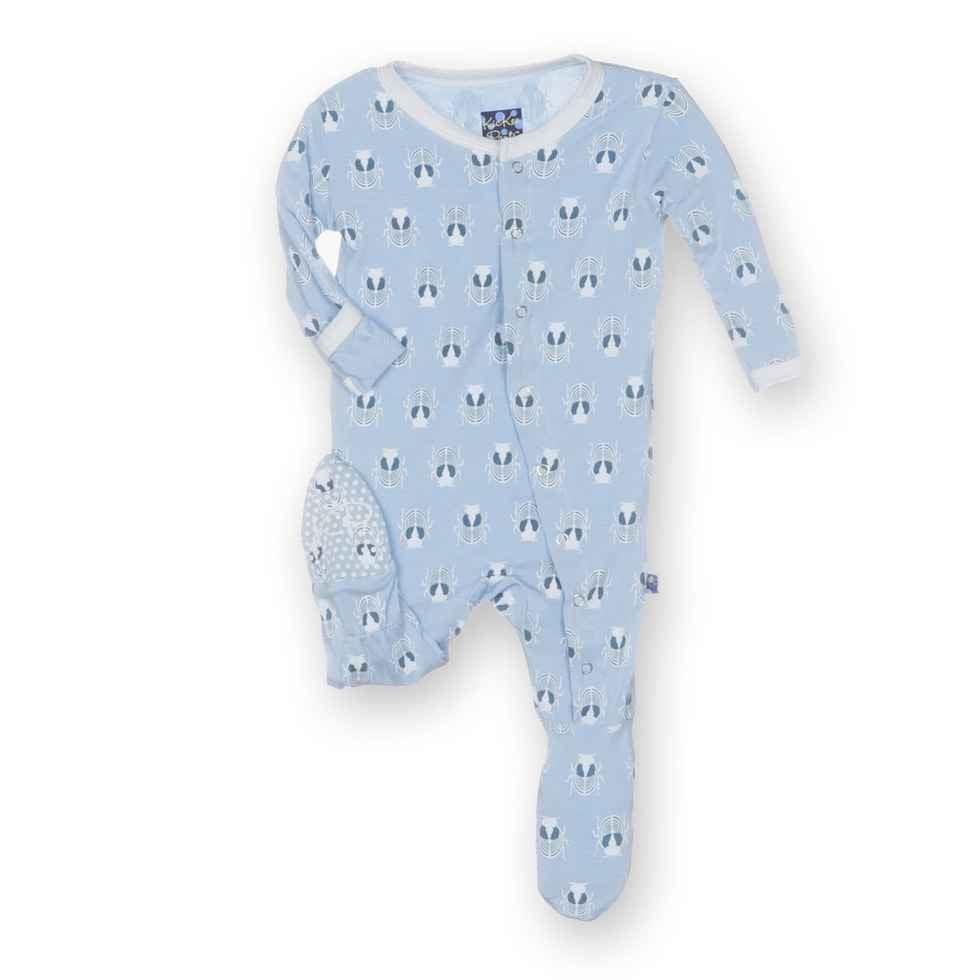 Bamboo Footie with Snaps - Boy Pond Scarab - Image 2