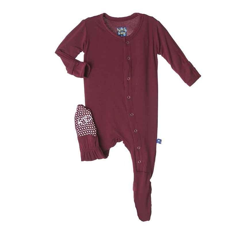 Solid Bamboo Footie with Snaps - Scarlet - Image 3